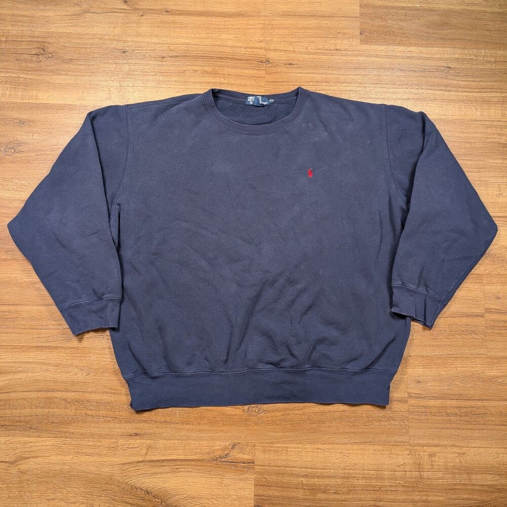 Vintage Polo Ralph Lauren Sweatshirt Men’s XXL Blue Crewneck Boxy Red Pony 90s